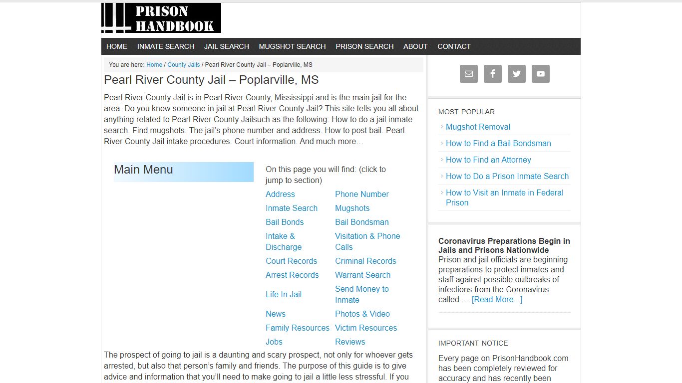 Pearl River County Jail – Poplarville, MS - Prison Handbook